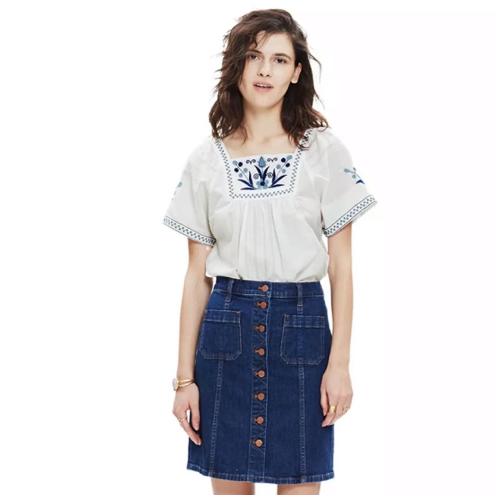 Madewell Alma Embroiled Mexican inspi peasant top